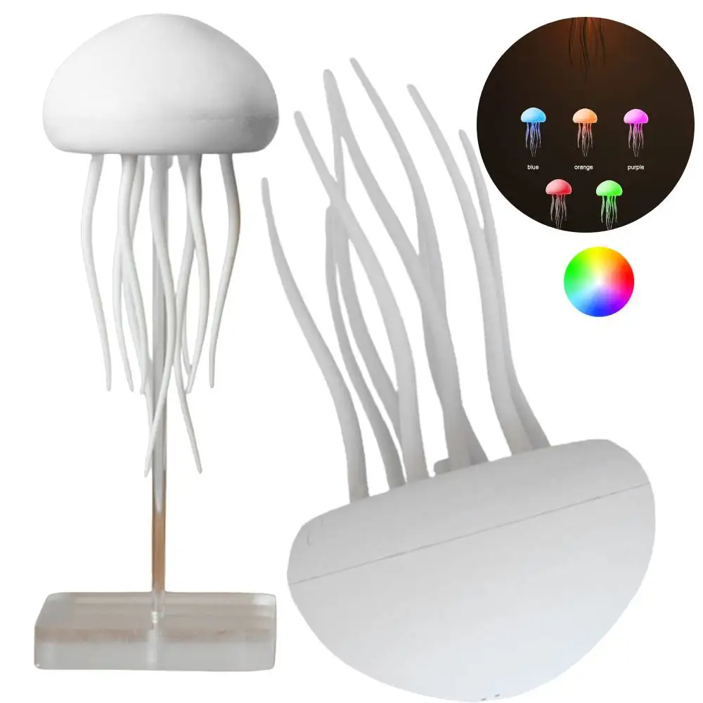 3D Jellyfish LED Night Lamp Cartoon Jellyfish Night Light RGB Gradient Cute Jellyfish Bedside Lamp Voice Control Sleeping Light