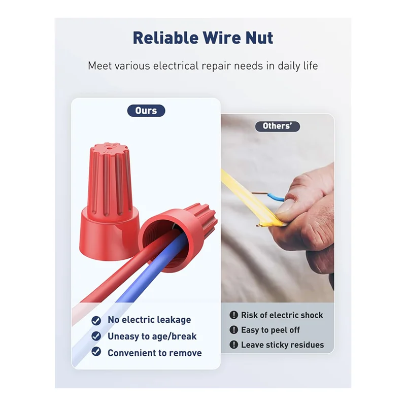 HRBAJ-50Pcs Wire Nuts Wire Caps Electrical Wire Connectors For 10-22AWG Gauge Wire Electric Connectors For Wiring Twist Nuts