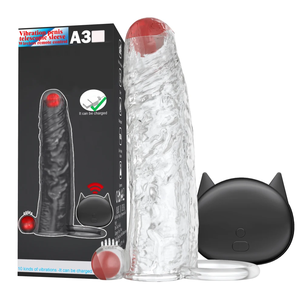 Vibrating Ring Male Penis Sleeve for Penis Dick Delay Ejaculation Enlargement Condoms Vibrator Sexules Toys Male Delay Trainer