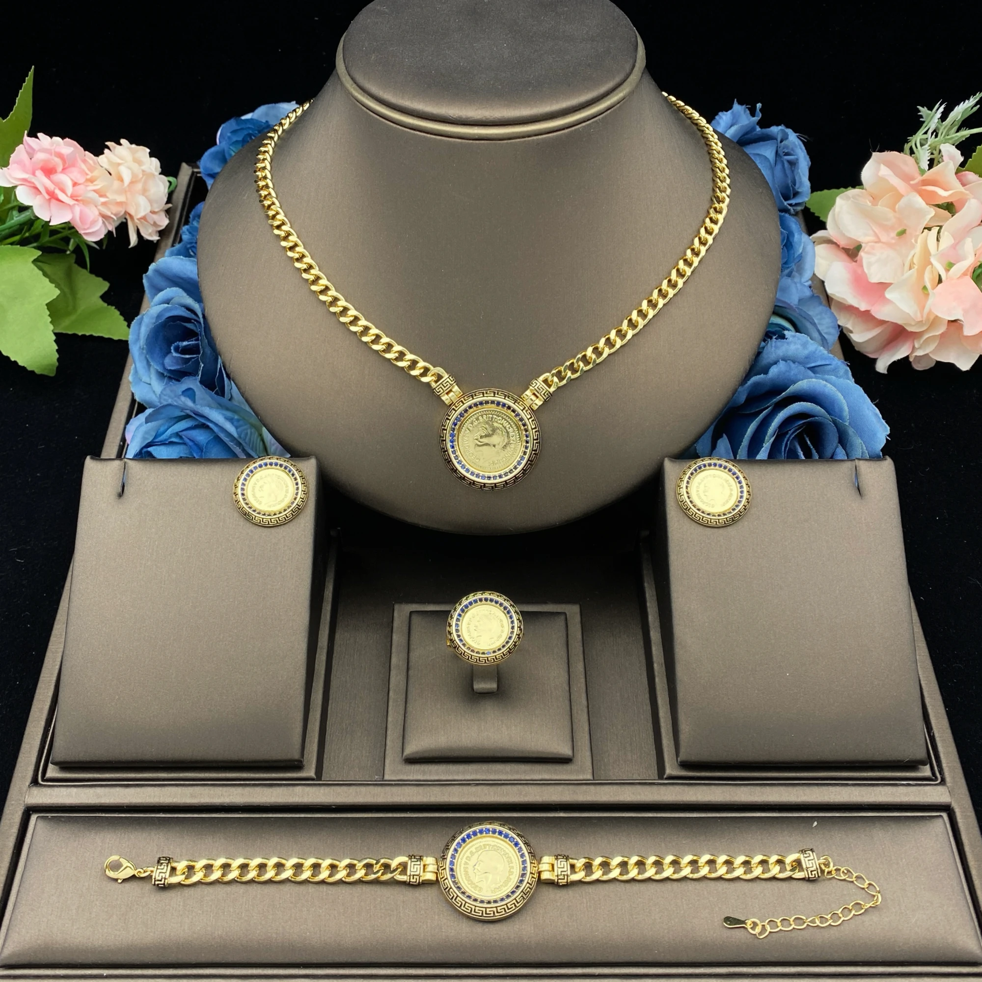 JRH Luxury Women\'s Jewelry Set Zirconia Colored Zirconia Necklace Bracelet Ring Earrings for Wedding Anniversary Gift Set  Party