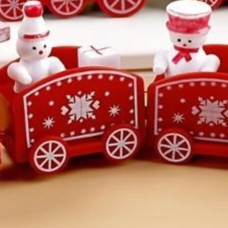 Christmas Mini Train With Snowman Bear Figurines Snowflake Patterns For Holiday Table Decor Xmas Gifts