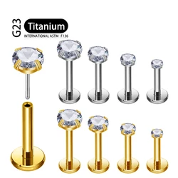 ASTM F136 Titanium 18G/16G Threadless Push Pin Labret Stud CZ Cartilage Earring Helix Tragus Nose Stud Piercing