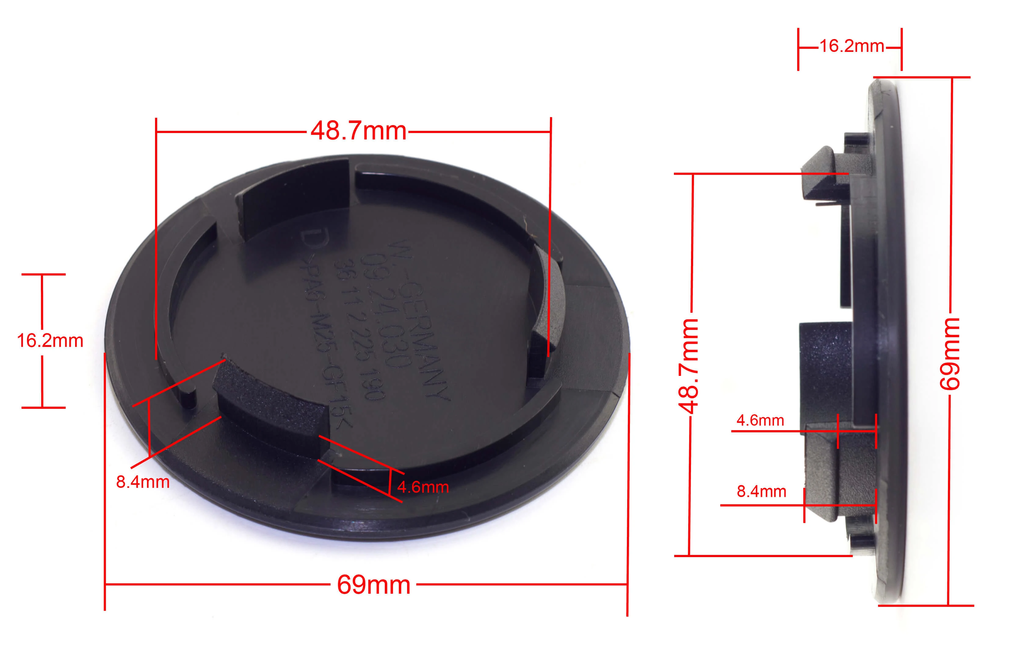 CFPerformance 20 Stück 69 mm/2,72 Zoll Außendurchmesser Radnabenkappen für Autos # 09.24.030 # 09.23.221 Lm076 Lm077 Lm098 Lm099 Autozubehör – Detail 2