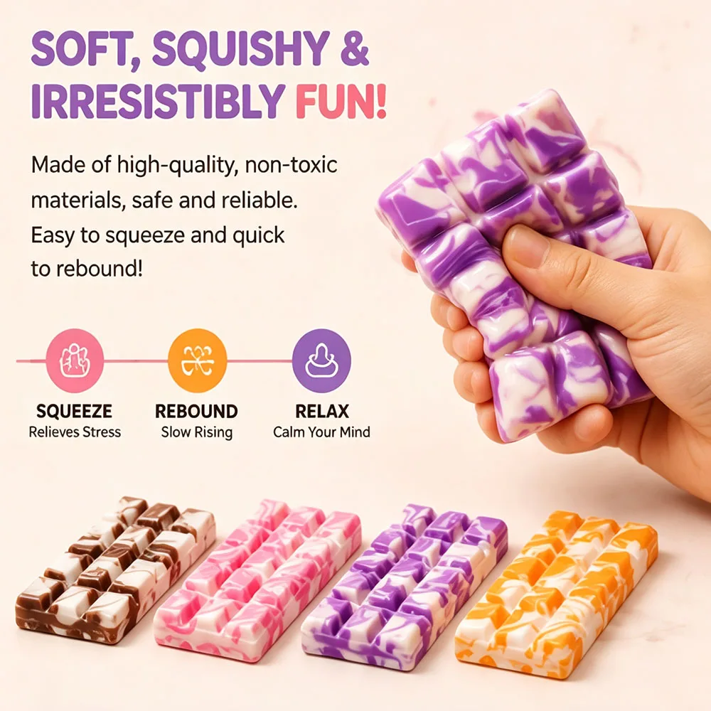 Cozy Sweet Room Decor Realistic Swirl Chocolate Bar Squishy Slow Rising Tacky Tactile Squeeze Gadget Fun Novelty Party Favors