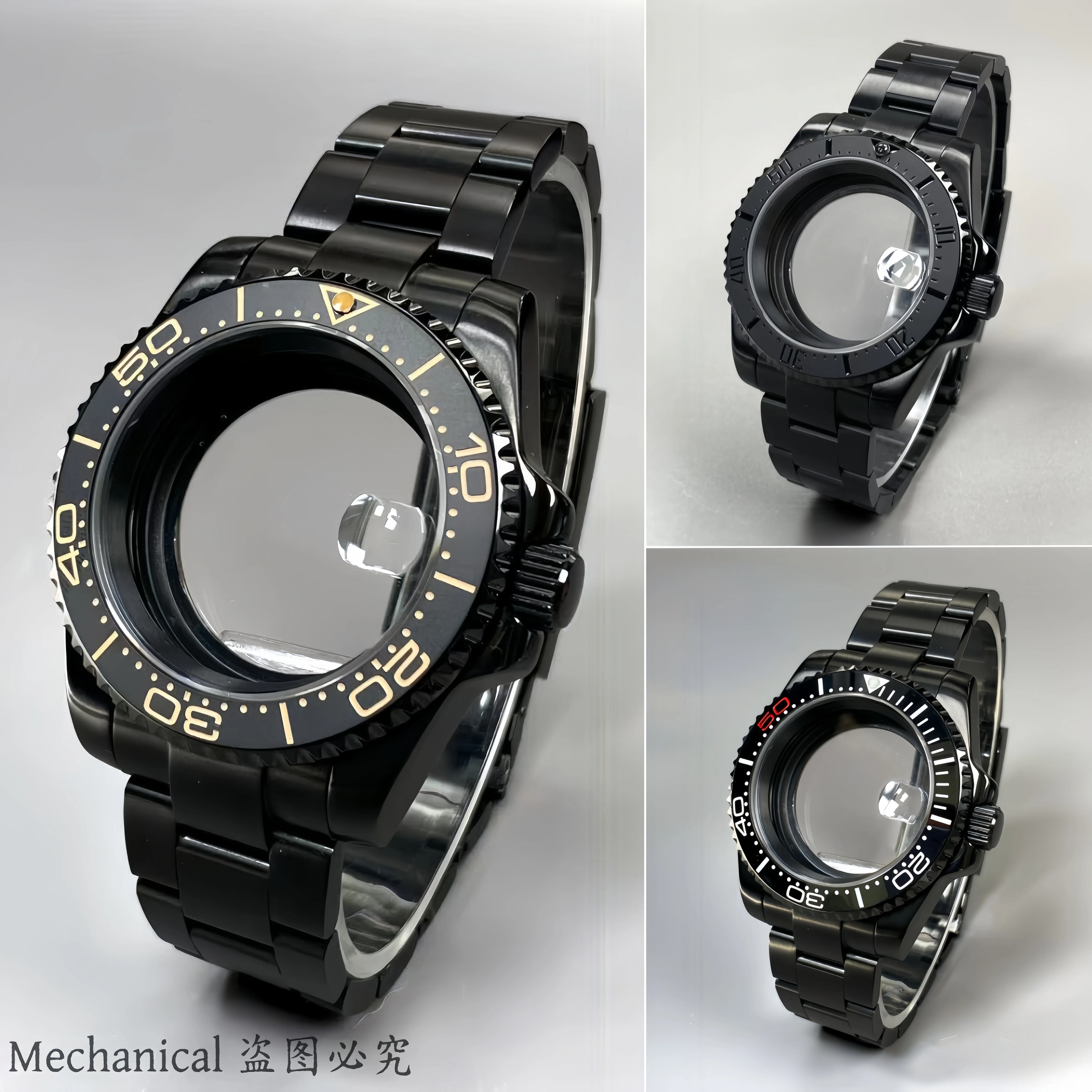 

40mm NH35 Black Watch Case GMT/SUB Stainless Sapphire Crystal 120 Click FIT NH34/NH35/NH36 Movements 28.5mm Dial Watch Case NH35