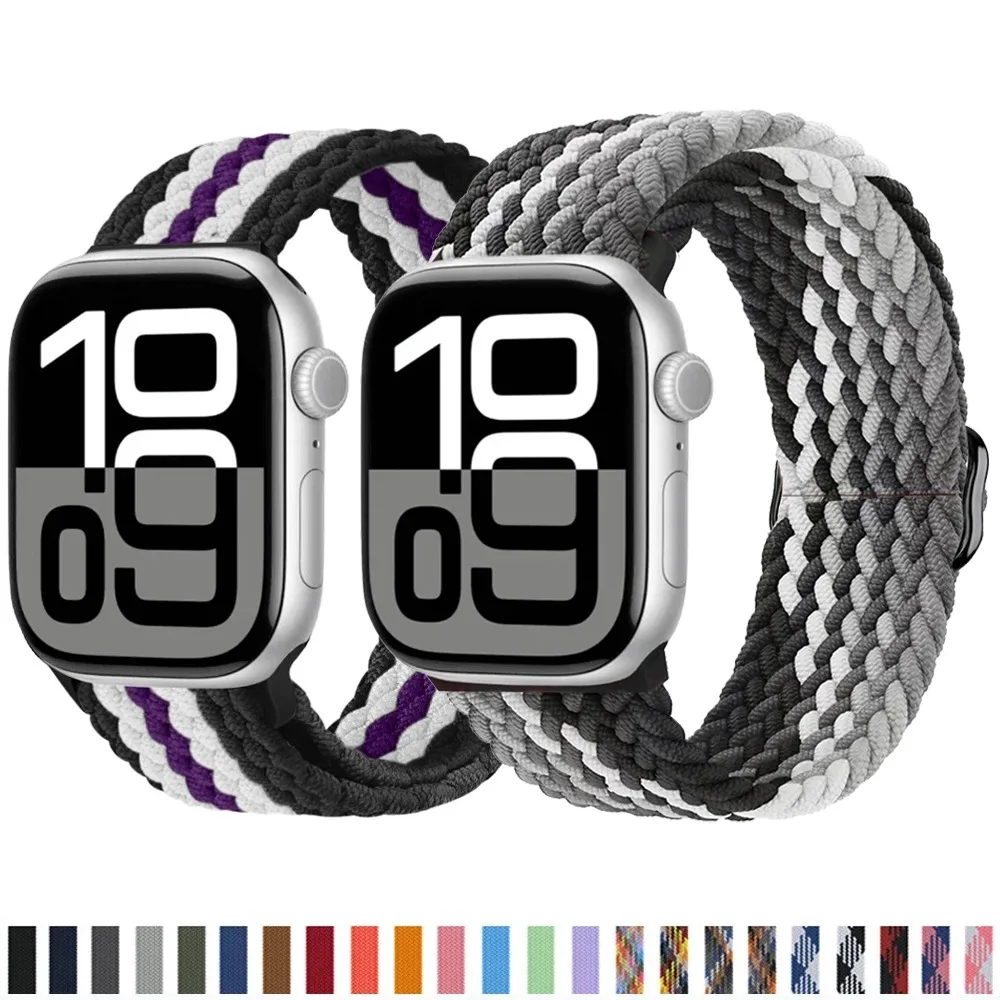 Geflochtenes Nylonarmband für Apple Watch Band Ultra 2/1 49mm10 42mm 46mm 9 8 7 6 5 4 SE Verstellbares elastisches Iwatch 45mm 41mm 44mm 40mm