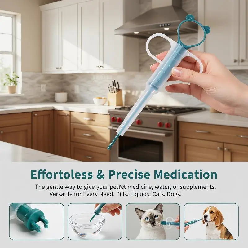 Effortless Pill Delivery Pet Dispenser Gun with Soft Tip for Cats Dogs Convenient for Medication at Home