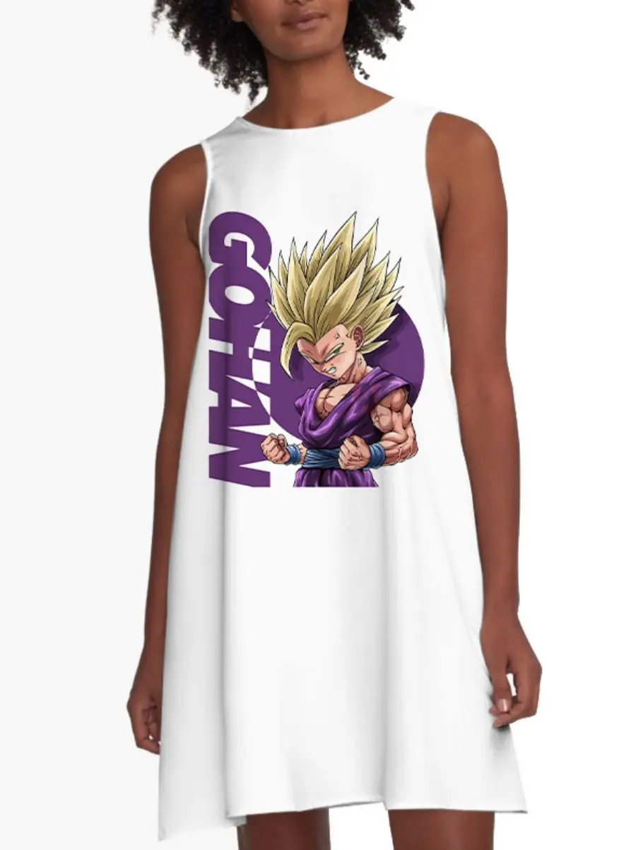 Sleeveless Party Dresses for Women 2023 Anime Loose Vegeta Goku Mini Dress Top Cool Sexy Y2k Women's Summer Short Birthday Anime