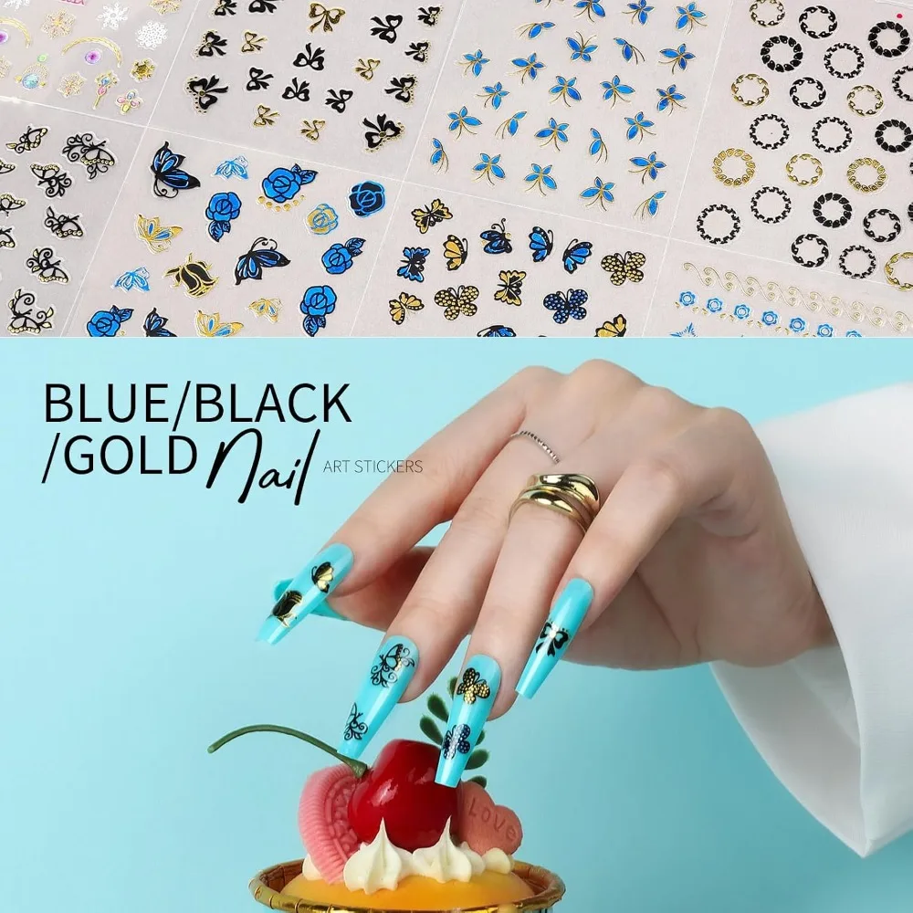 Flower Nail Art Stickers Gold Floral Nail Decals Design Summer Nail Decor Accessories for Women Girls Kids 50 Sheets Nail Stickers view 6