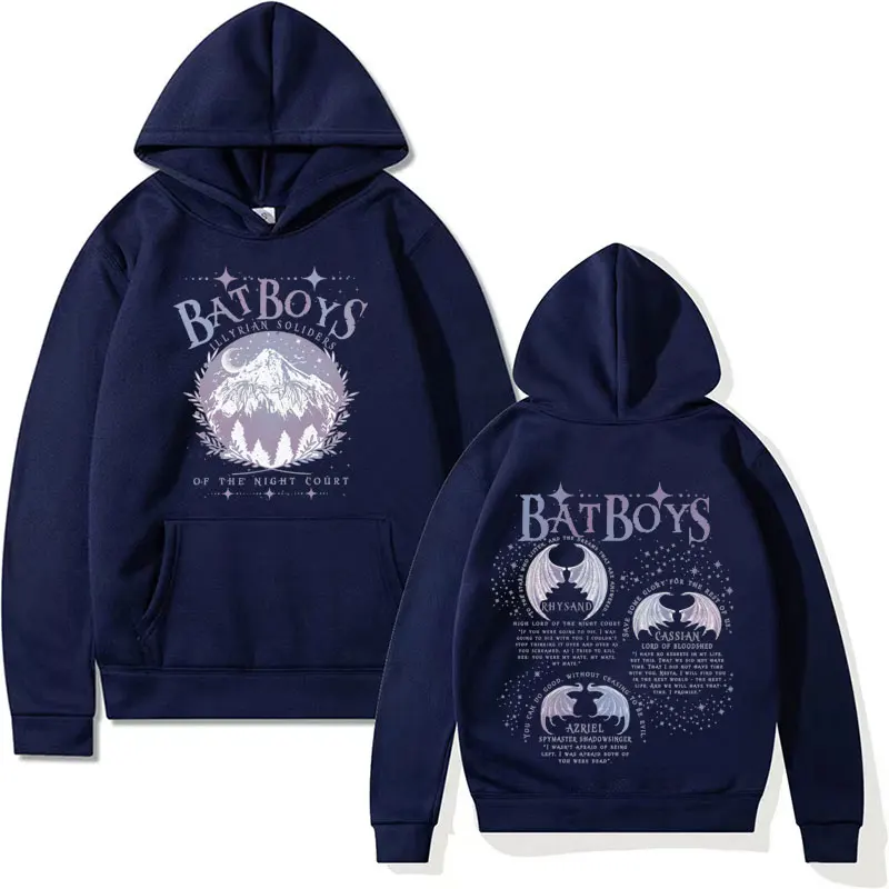 The Bat Boys The Night Court Acotar Retro Hoodie Fashion Gothic Sweatshirts Streetwear for Men Autumn/Winter Cozy Fleece Hoodies