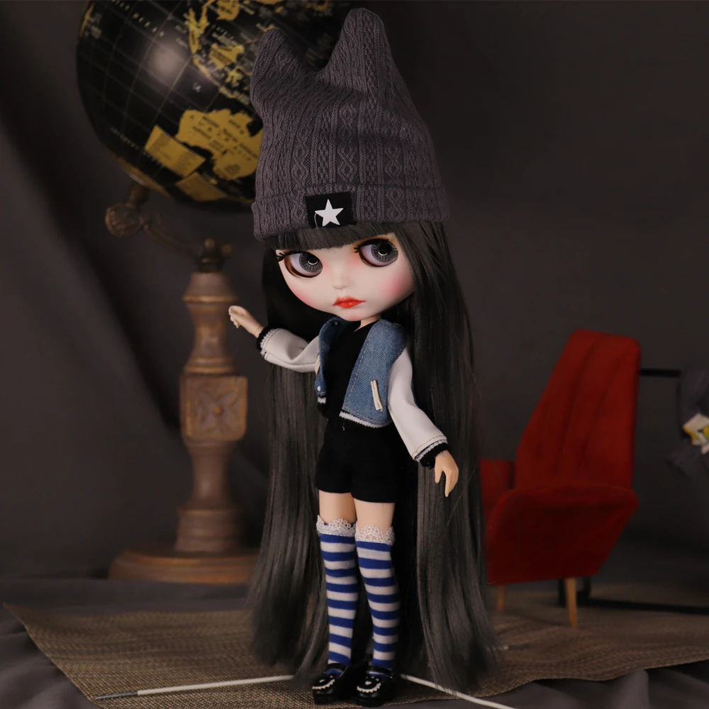 Outfits For ICY DBS Blyth Doll Black Coat Cool Dress Suit For 1/6 BJD Ob24 Monster High Anime Girl