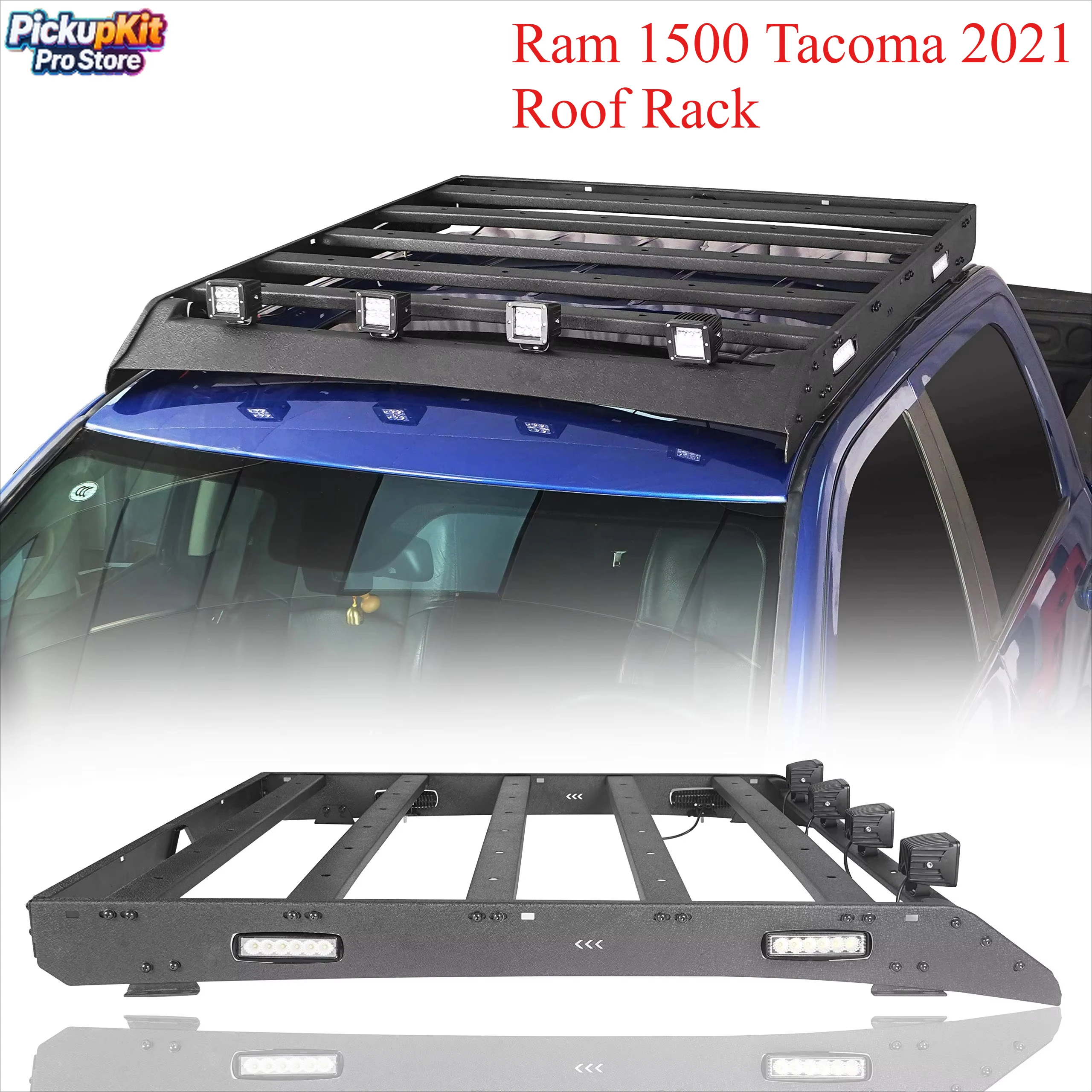 

Ram 1500 Tacoma 2021 Roof Rack – Aluminum 4x4 Offroad Cargo Basket Crossbar Luggage Carrier