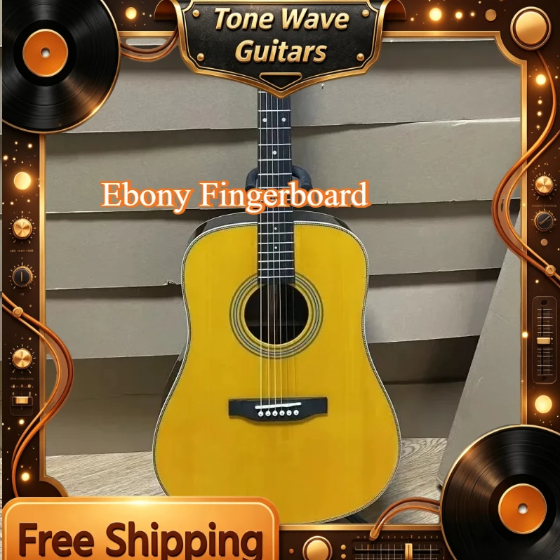 Best Seller HD28 Acoustic Guitar 41 Inch Spruce Solid Top Piano Body Ebony Fingerboard Beginner  Practice Free Shipping