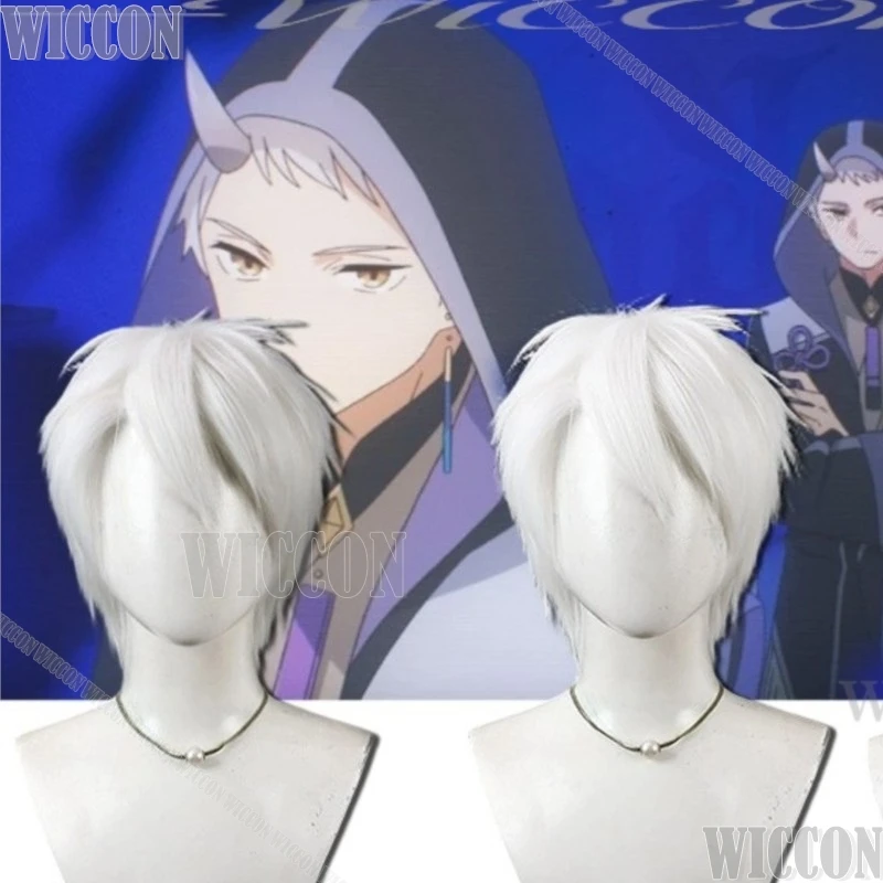 

Princess Kaguya! Cosplay Rai Komazawa Short Hair Silver White Wig Fashion Handsome Synthetic Hair Halloween Comic Con Festival