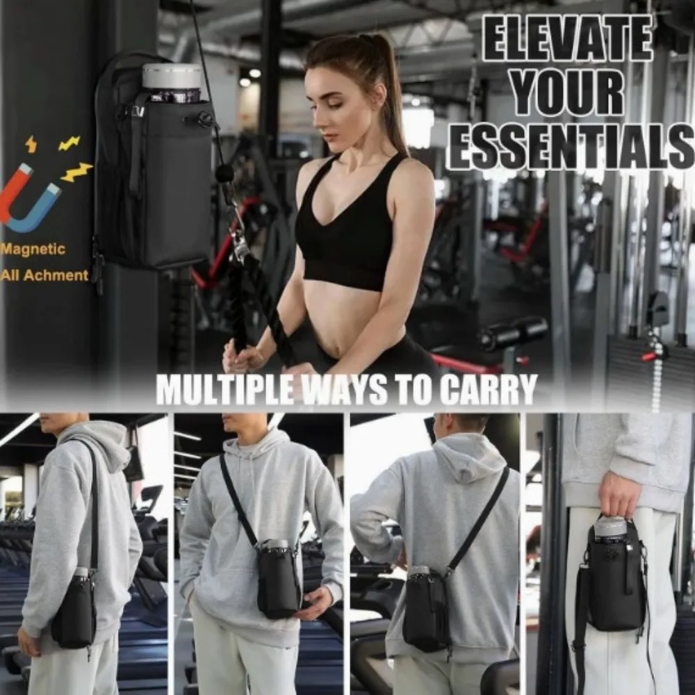Upgraded Strong Magnetic Water Bottle Holder Insulated Neoprene Bottle Carrier with Strap for Gym Fitness Outdoor