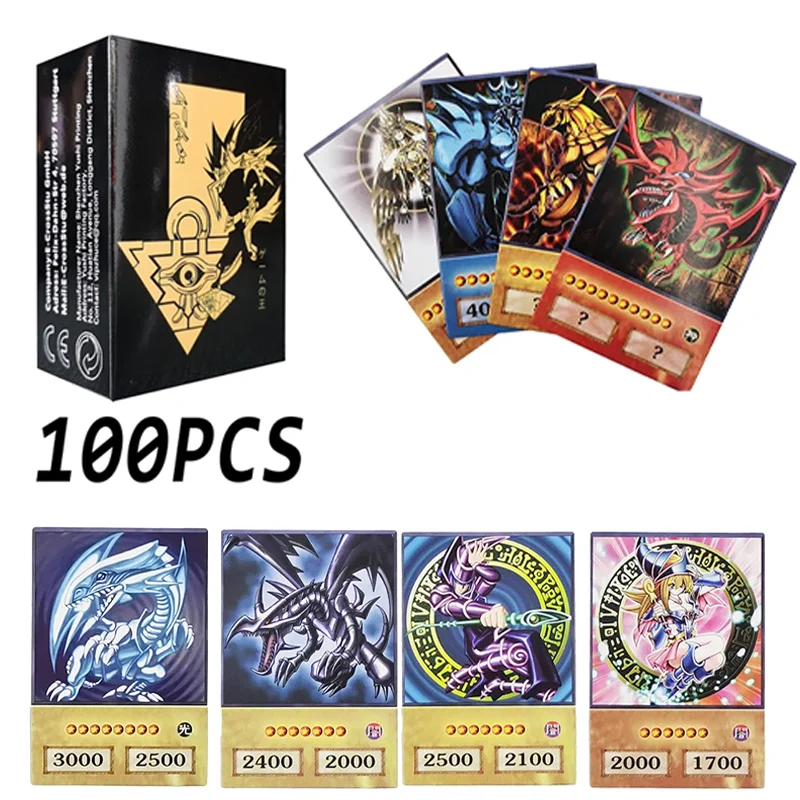 

100 PCS Yu-Gi-Oh Anime Style Cards Blue Eyes Dark Magician Exodia Obelisk Slifer Ra Yugioh DM Classic Proxy DIY Cards Kids Gifts