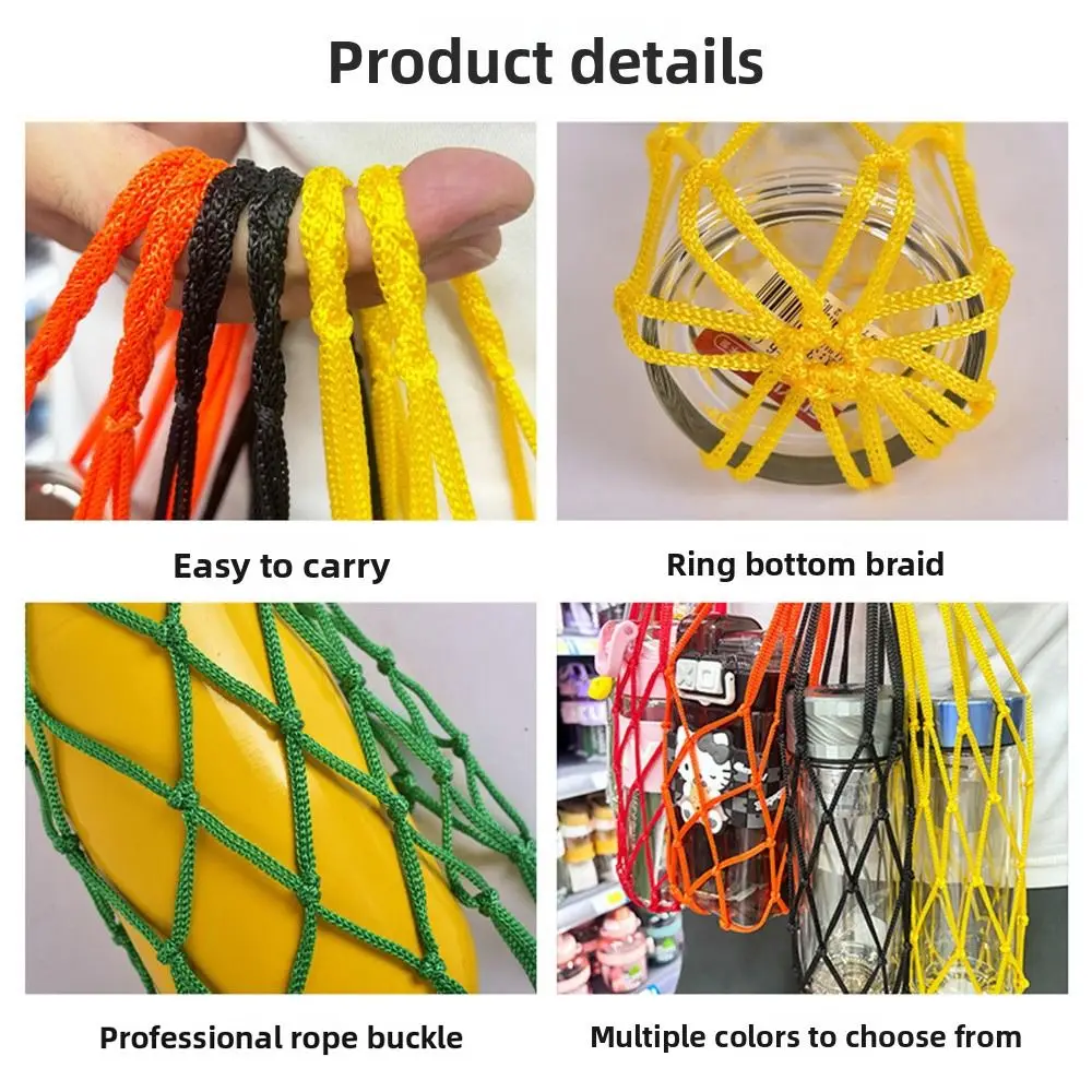 Cartoon Hand Woven Water Cup Mesh Bag Weave Nylon Material Cup Sleeve Can Be Suspended Manual Cup Accessories Water Cup Cover