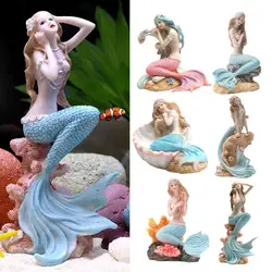 Artificial Aquarium Mermaid Fish Tank Decorations Underwater World Decor Ornament Resin Statue Figurines Miniature Pet ornaments