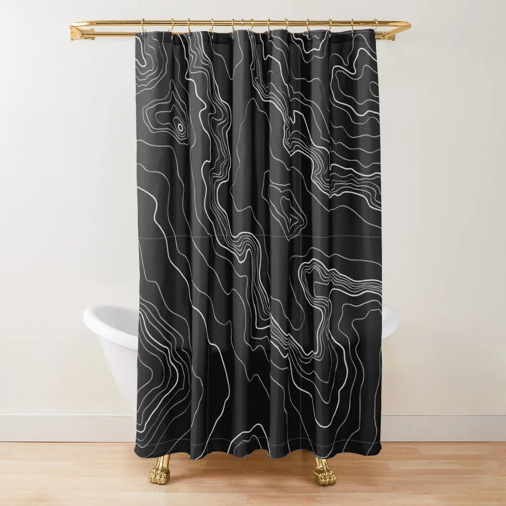 

Black topography map Shower Curtain Bathtub Bathroom Shower Set Shower Waterproof Transparent Bathroom Curtain