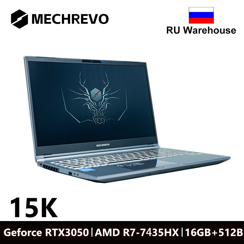 MECHREVO 15K 15.6 Inch Geforce RTX 3050 AMD R7-7435HS DDR5 165Hz FHD Wifi6 BT5.2 16GB 512GB Gaming Gamer Notebook Laptop