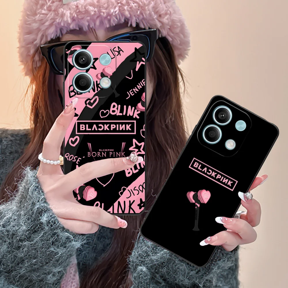 Mobile Pink Girl Phone Case for Xiaomi Redmi Note 13 12 11 10 9 8 7 6 S A Pro Lite Plus 5G Black Smartphone Cover Cellphones