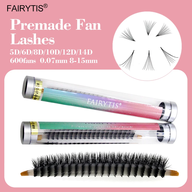 Premium Premade Volume Fans 5D/6D/8D/10D/12D/14D Russian Eyelash Extension 0.07MM D Curl All Size individual Cilios FAIRYTIS