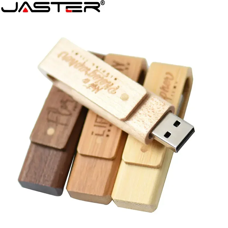صندوق خشبي ومحرك فلاش USB قابل للتدوير ، محرك قلم عالي السرعة ، هدية إبداعية ، شعار مخصص مجاني ، 64 جيجابايت ، 32 جيجابايت ، GB