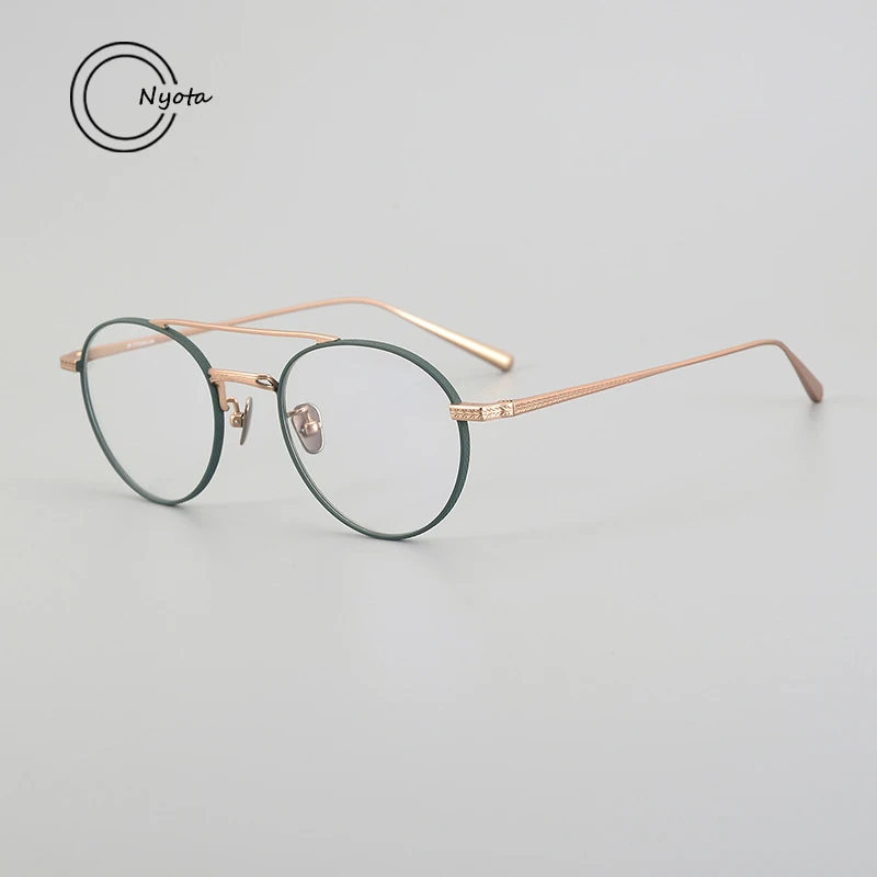 Pure Titanium Elliptical Double Beam N-020R Glasses Frame Men Optical Eyeglasses Myopia Reading Women Personalized Eye Glasses