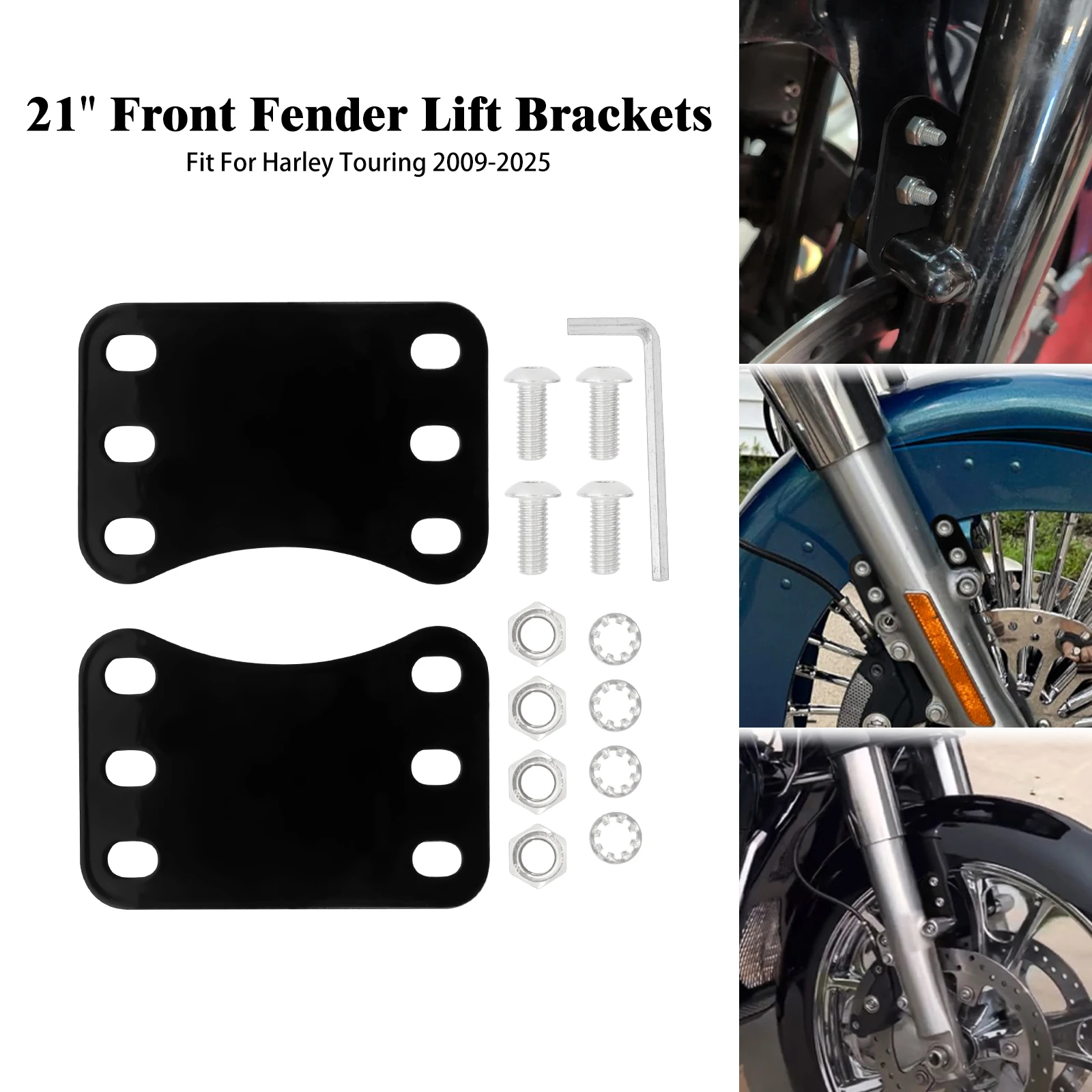 Аксессуары для мотоциклов, подъемные кронштейны для переднего крыла, 21-дюймовый кронштейн для подъема брызговика для Harley Touring Road King Electra Glide 09-2025