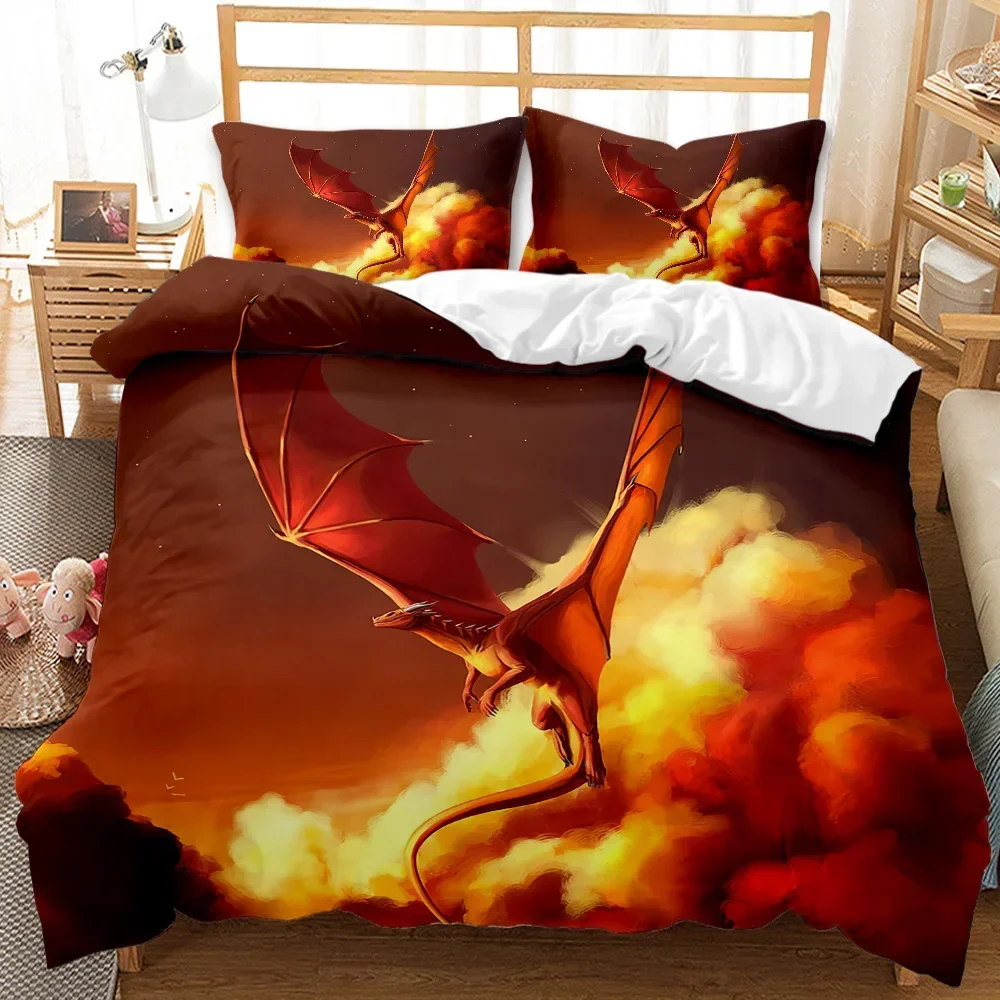 Pterosaur Duvet Cover Set Pterosaur Dragon Fantasy for Boys Teens Twin Bedding Set Double Queen King Size Polyester Quilt Cover