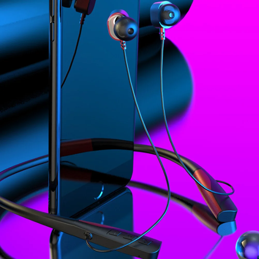 

Neck Hanging Headset Black Red Wireless Sports Headphones Waterproof Stereo Earphone Ergonomic Design