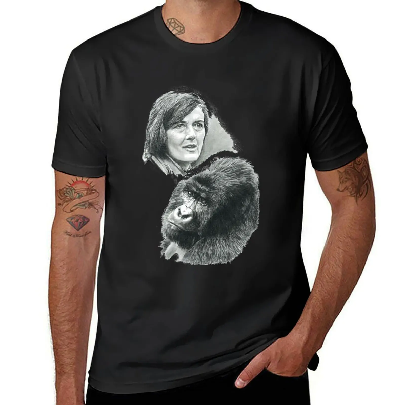 TRIBUTE TO DIAN FOSSEY T-Shirt customs design your own anime boys whites hippie clothes mens clothing