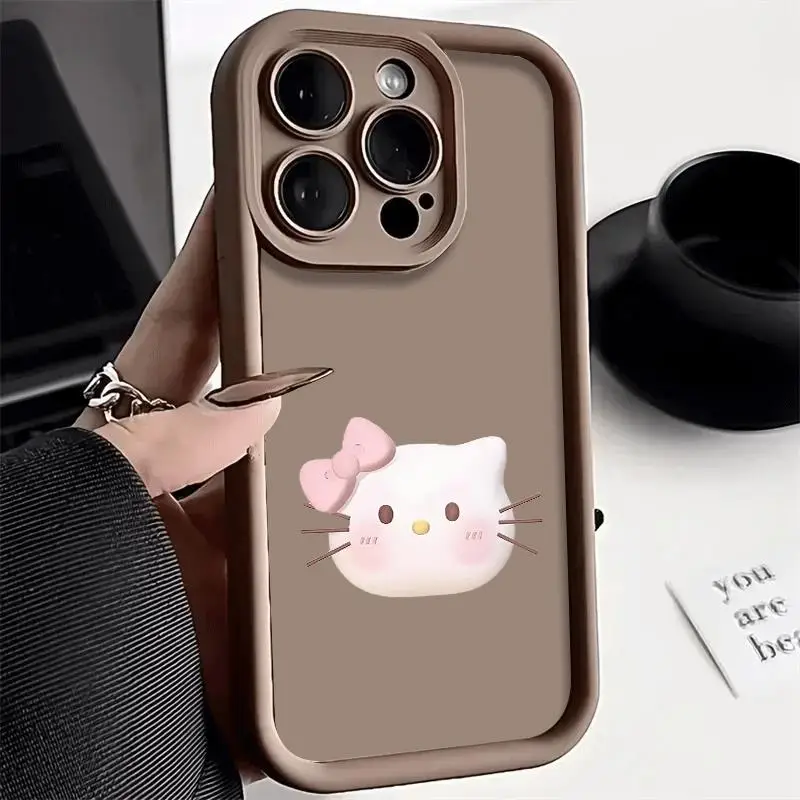 Cute Sanrio Hello Kitty for Apple Iphone 16 15 14 13 12 11 XS XR X Pro Max Plus Anti Fall Measures Slip Shockproof Green Case