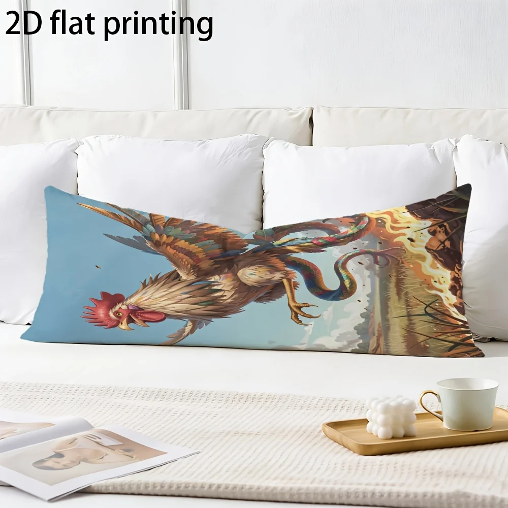 2D Flat - Long Pillowcase, 2D Printed Design, Turkey Tail Flame Pattern, Full Body Support Pillowcase, Durable Fabric, Double-Si