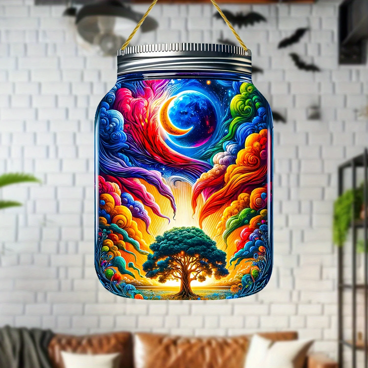 Tree with Moon mason jar,indoor/outdoor decor,perfect for home,office,cafe or gym,kitchen,gift shop,hotel,gym,library,laundry