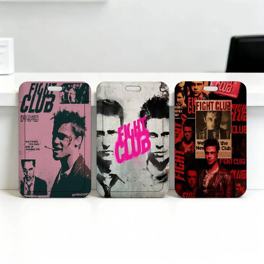 Movie F-Fight Club Plastic Slide Cover Lanyard Work ID Bag Bus Student Photo Idol Badge Card Holder Employee