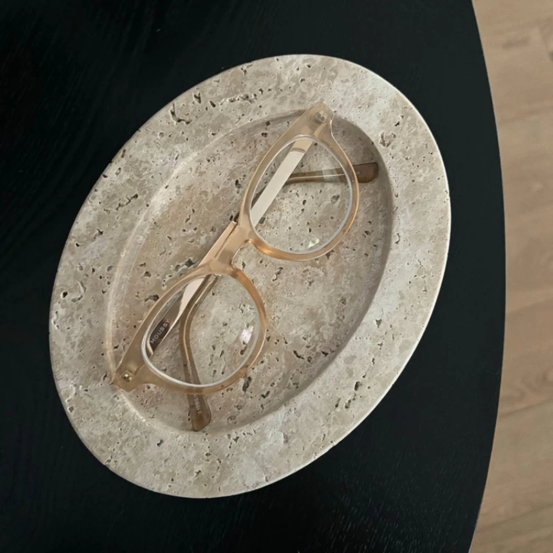 Modern minimalist natural marble cave stone oval tray creative home tabletop jewelry hotel aromatherapy decoration ornaments