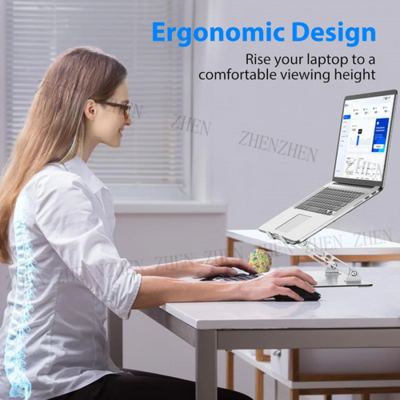 Y for Adjustable Laptop Stand Desk Riser Metal Foldable Notebook Holder Cooling