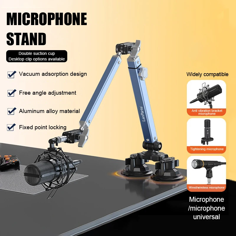 Microphone Boom Arm Desk Mount Mic Stand 360°Swivel 3/8 Thread Adjustable Mic Arm For Game Live Recording Streaming Bracket