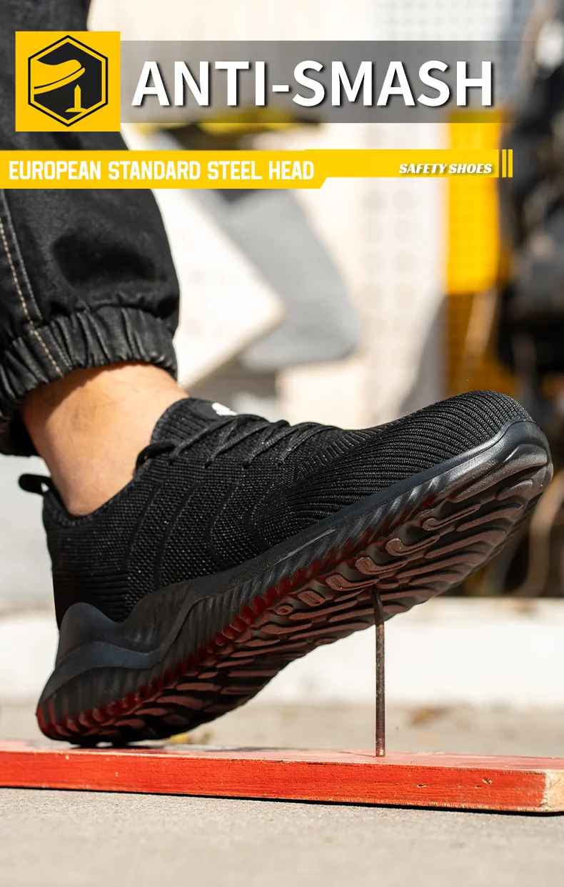 Leichte, atmungsaktive Sicherheitsschuhe für Herren mit Stahlkappe, durchtrittsicher und rutschfest, Schutzschuhe, Sicherheitsschuhe. – Detail 6