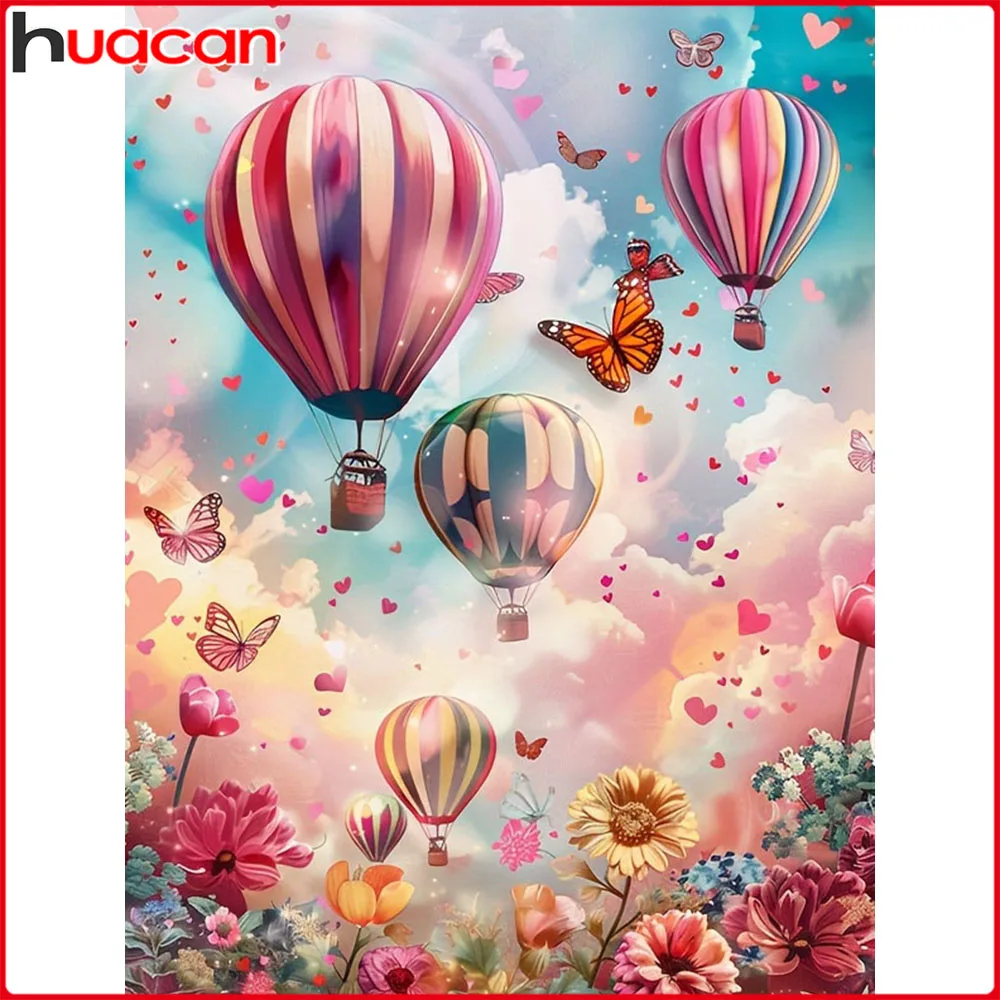 Huacan Diamant-Gemälde, Heißluftballon, Blume, Diamant-Mosaik, Landschaft, neues 2025, Bild von Strasssteinen
