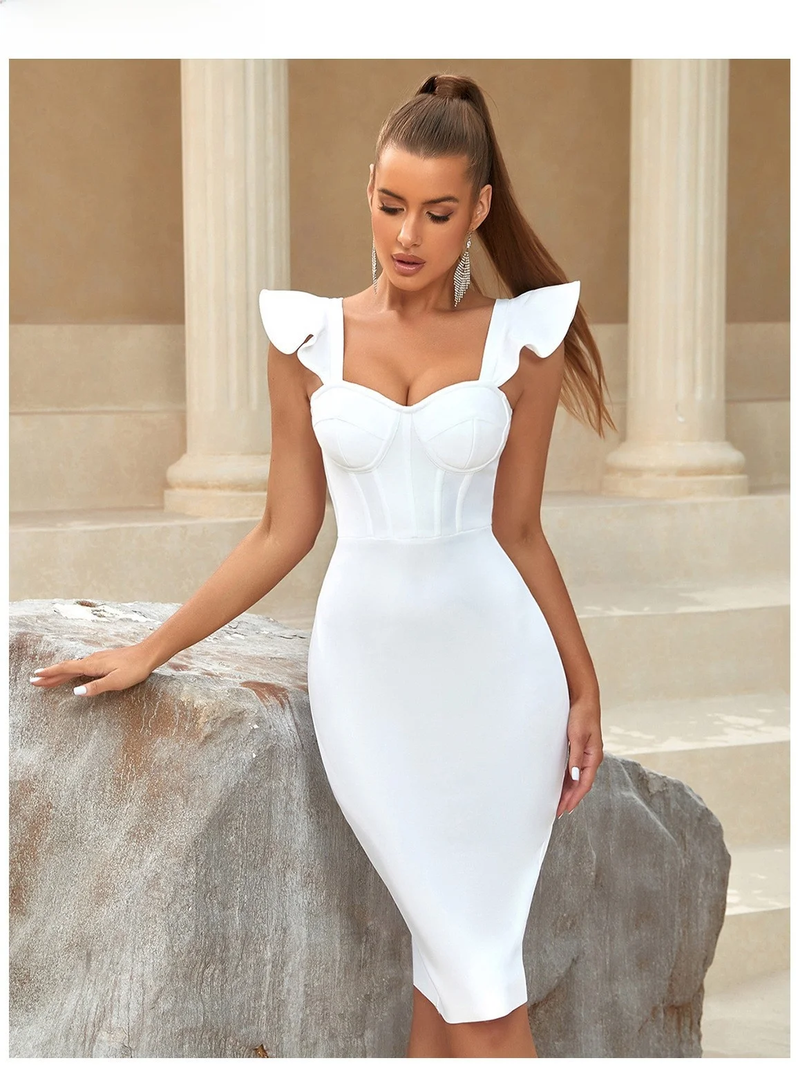 

Ele Сексуальная юбка с запахом и атласными краями, повседневная парная юбка в Корейском стиле, средняя талия, молния, бал, смесь полиэстера