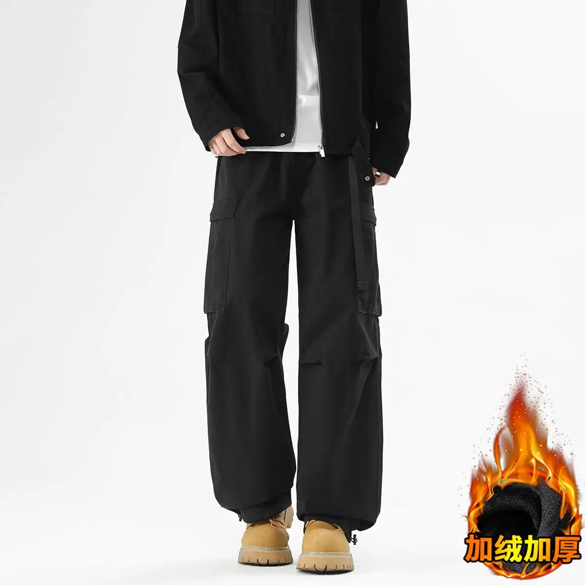 

Autumn And Winter Pure Cotton American High Street Multi Bag Loose Straight Sports Casual Pants With Plush New Work Pants