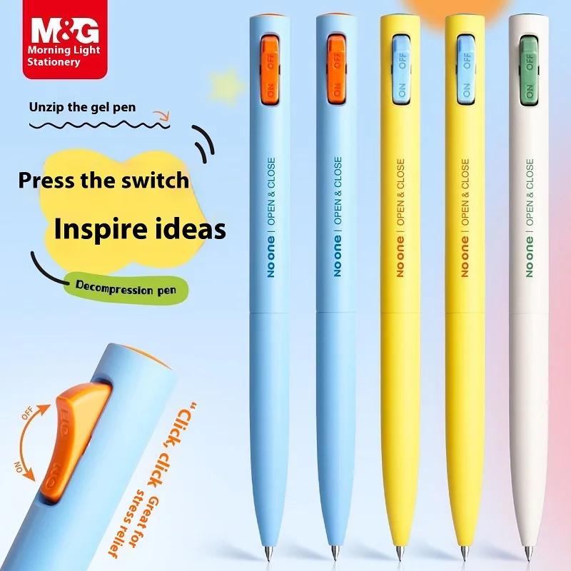 

M&G Kawaii Microgravity Decompression Side Press Switch Gel Pen 0.5MM Black Speed Dry Large Capacity Student Signature Pen