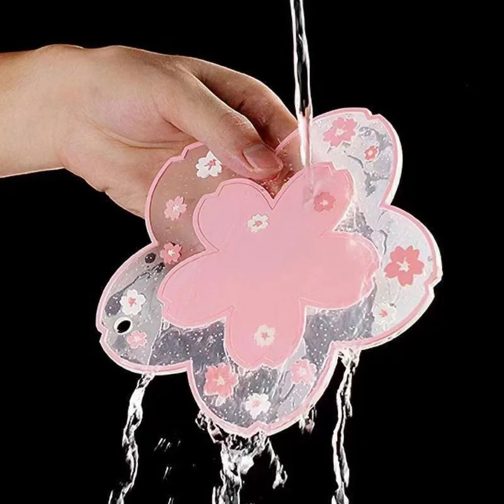 Cherry Blossom Silicone Cup Coaster Non-Slip Heat Insulation Mat for Coffee Tea Mug Cute Desktop Decorate Kitchen Table Placemat 6