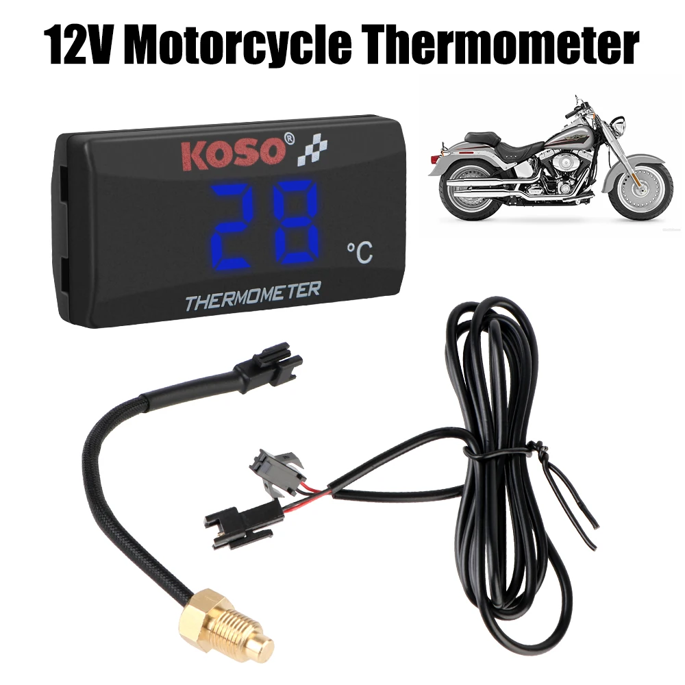 Termometr motocyklowy z czujnikami 12V Miernik temperatury modernizacji zbiornika wody 0 ~ 120 ° C Monitor Czerwony Niebieski Wskaźnik ostrzegawczy