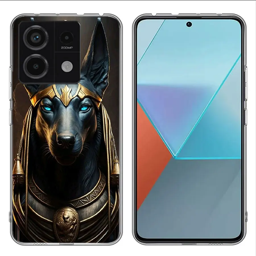 Egyptian Pharaoh's Mummy Clear Phone Case For Xiaomi Redmi Note 11 11S 11T 11E 10 10S 9 9S 9T 8 8T Pro 7 K70 K60 K20 TPU Pattern