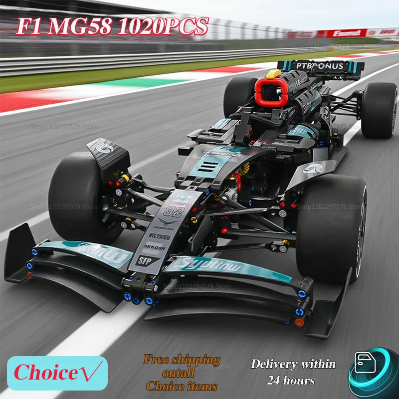 

MG58 F1 Performance Race Car Building Set 1020PCS 1:10 Scale Model Car Kit with Authentic Details for Adults and Collectors Gift