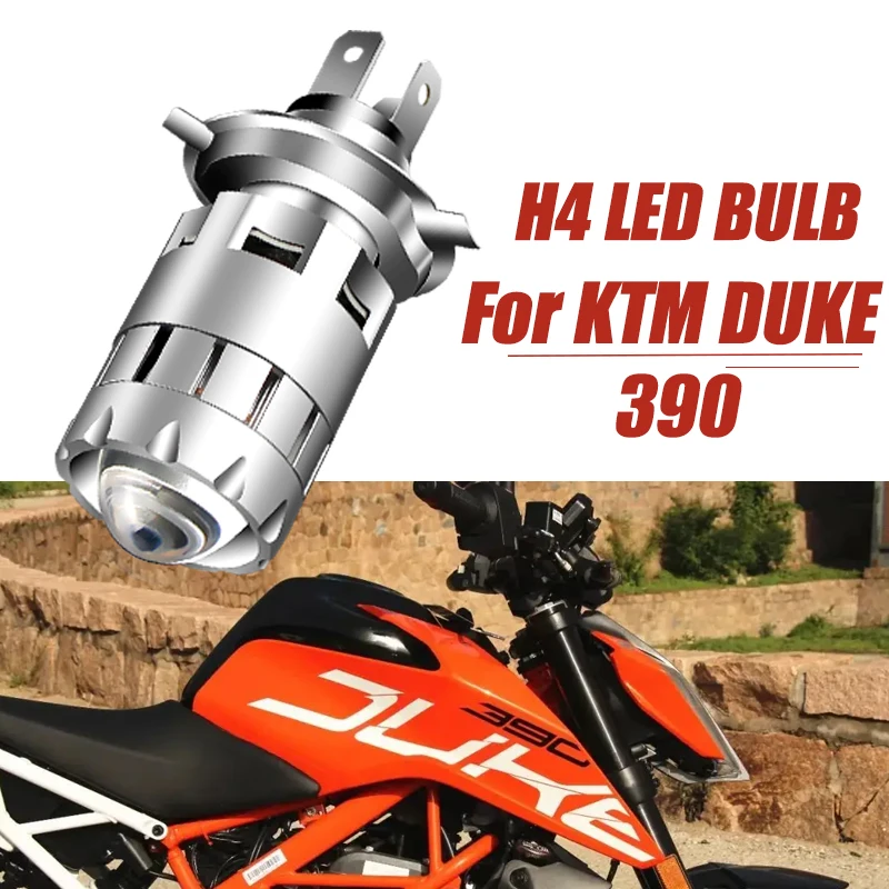 For KTM Duke 390 Motorcycle H4 LED Lens Headlight Retrofit Accessories High Low Beam Cafe Racer Enduro HS1 9003 Moto Front Lamp