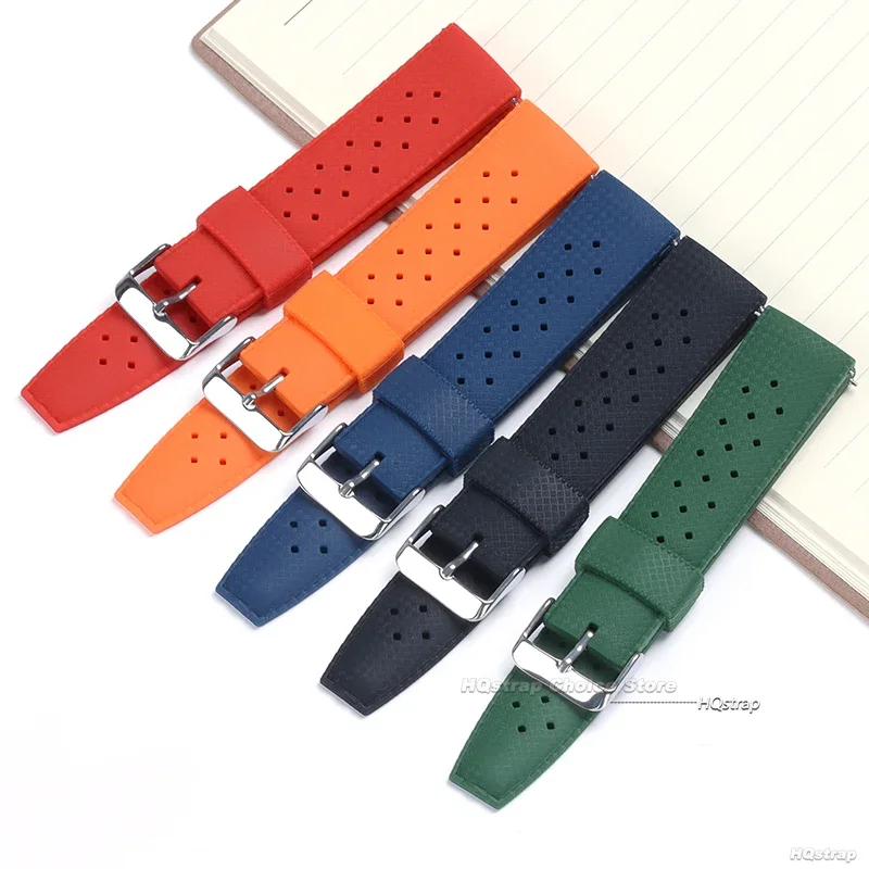 Premium-Grade Tropic FKM Rubber Watch Strap 20mm 22mm for Seiko SRP777J1 Watch Bands Diving Waterproof Bracelet Black